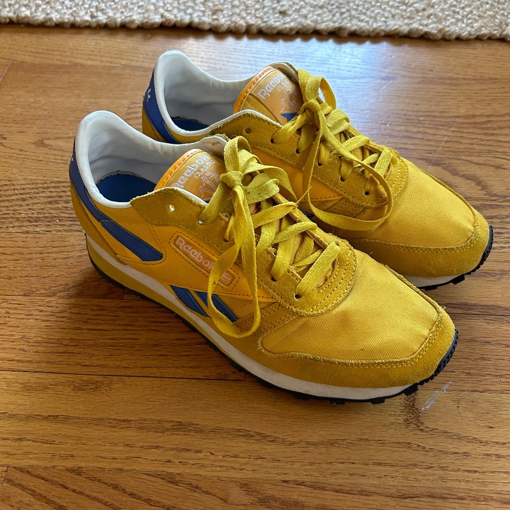 Yellow and blue vintage Reebok Classics